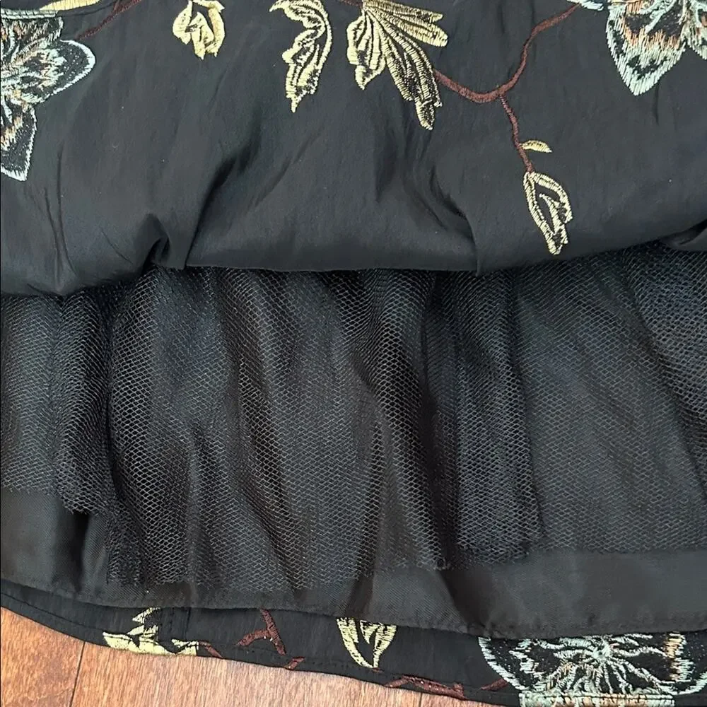 Dimples Girl’s Black Velvet Dress with Elegant Embroidered Design, Size 4